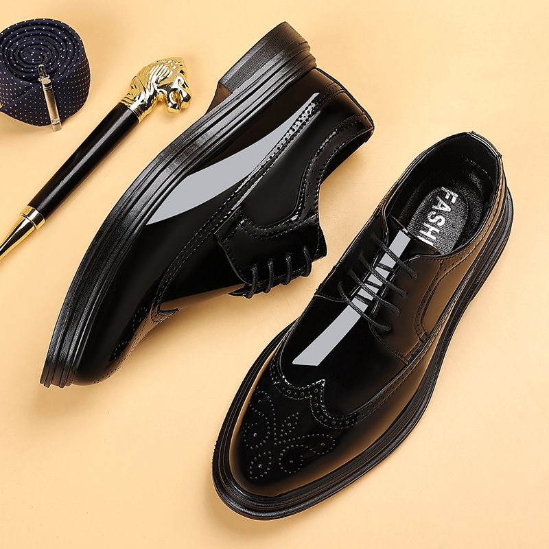 Oxford Brogue Leather - Sepatu Brogue Kulit Paten Pria, Sepatu