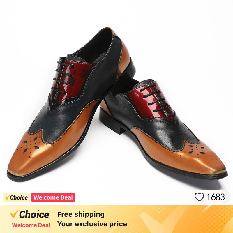 Oxford Brogue Leather - Sepatu OXFORD mewah untuk pria, sepatu