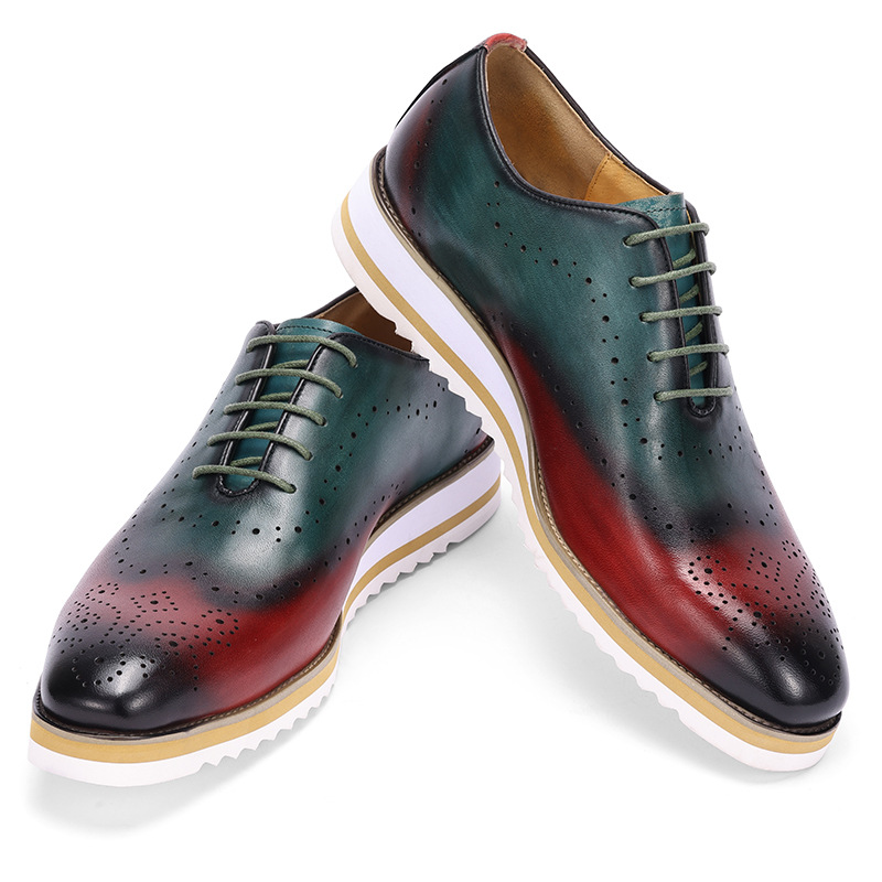Oxford Brogue Leather - Sepatu pantofel kulit asli untuk pria,