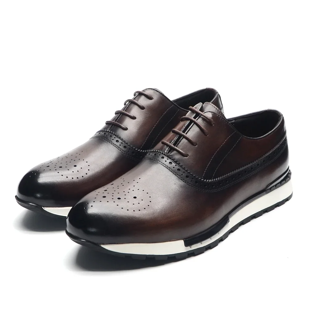 Oxford Brogue Leather - Sepatu Sneaker Oxford Kulit Asli Buatan