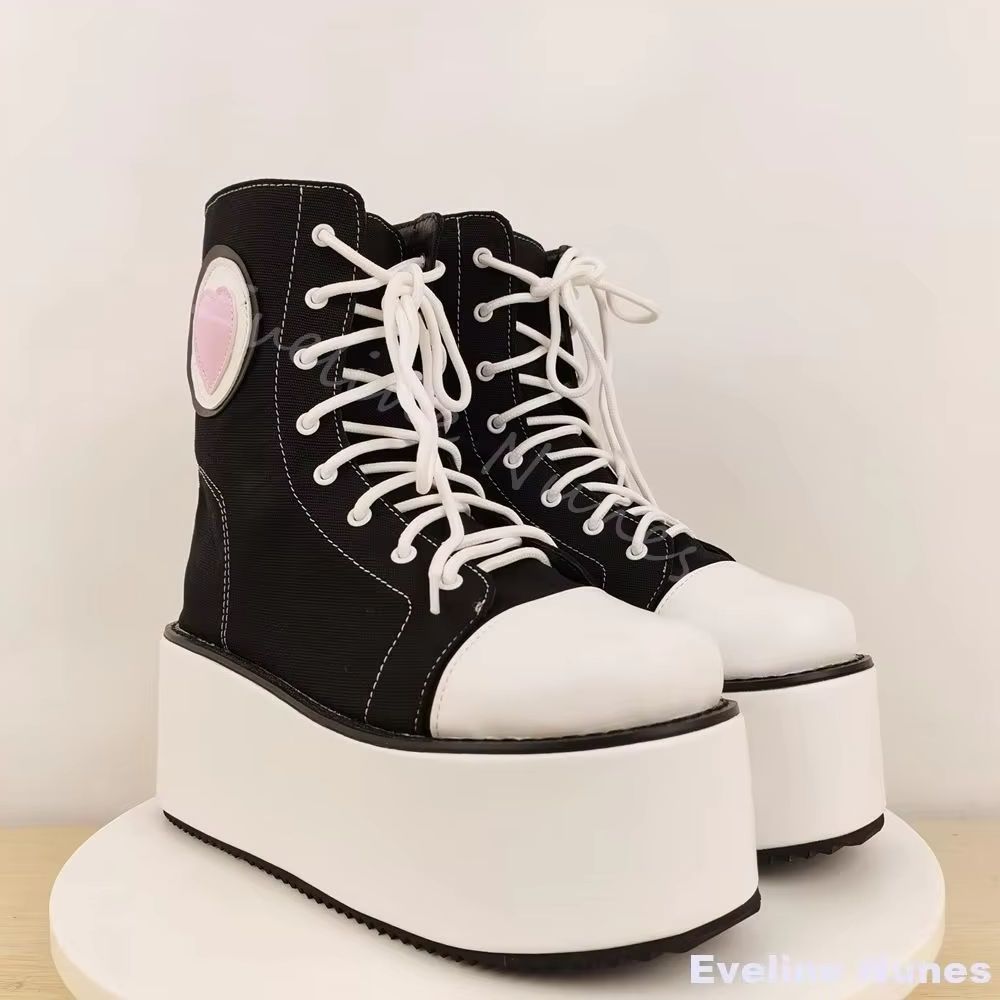 Canvas Sneaker High - Sepatu Kanvas High-top Bersol Tebal Wanita