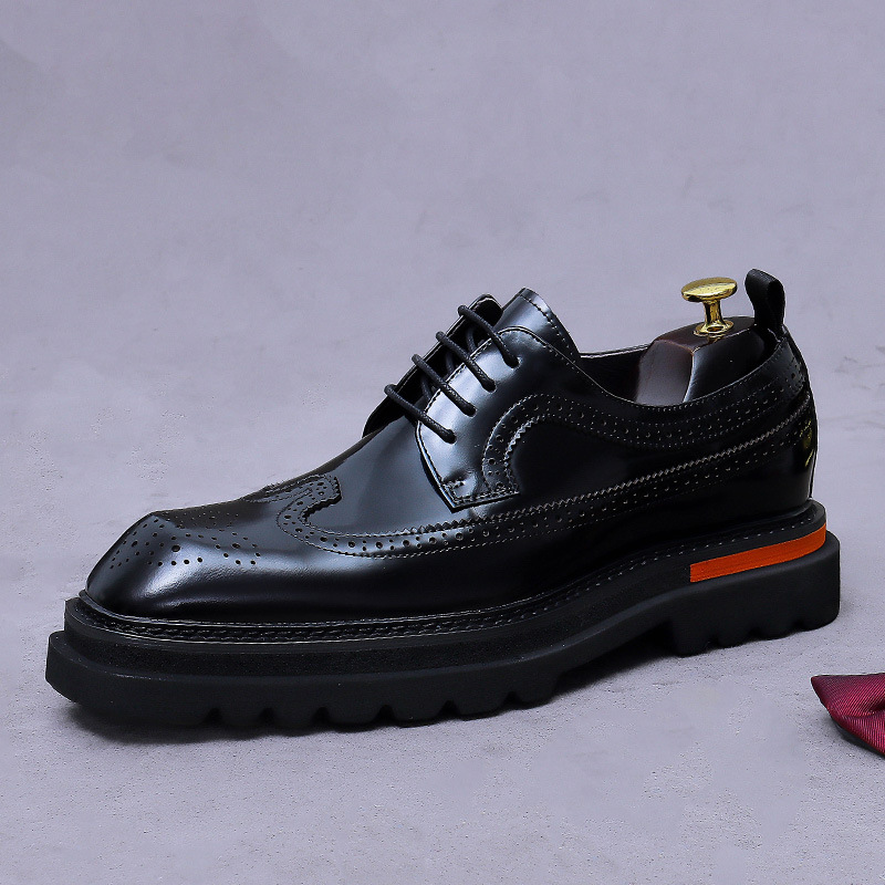 Oxford Brogue Leather - Sepatu Oxford Platform Brogue Pria Kulit