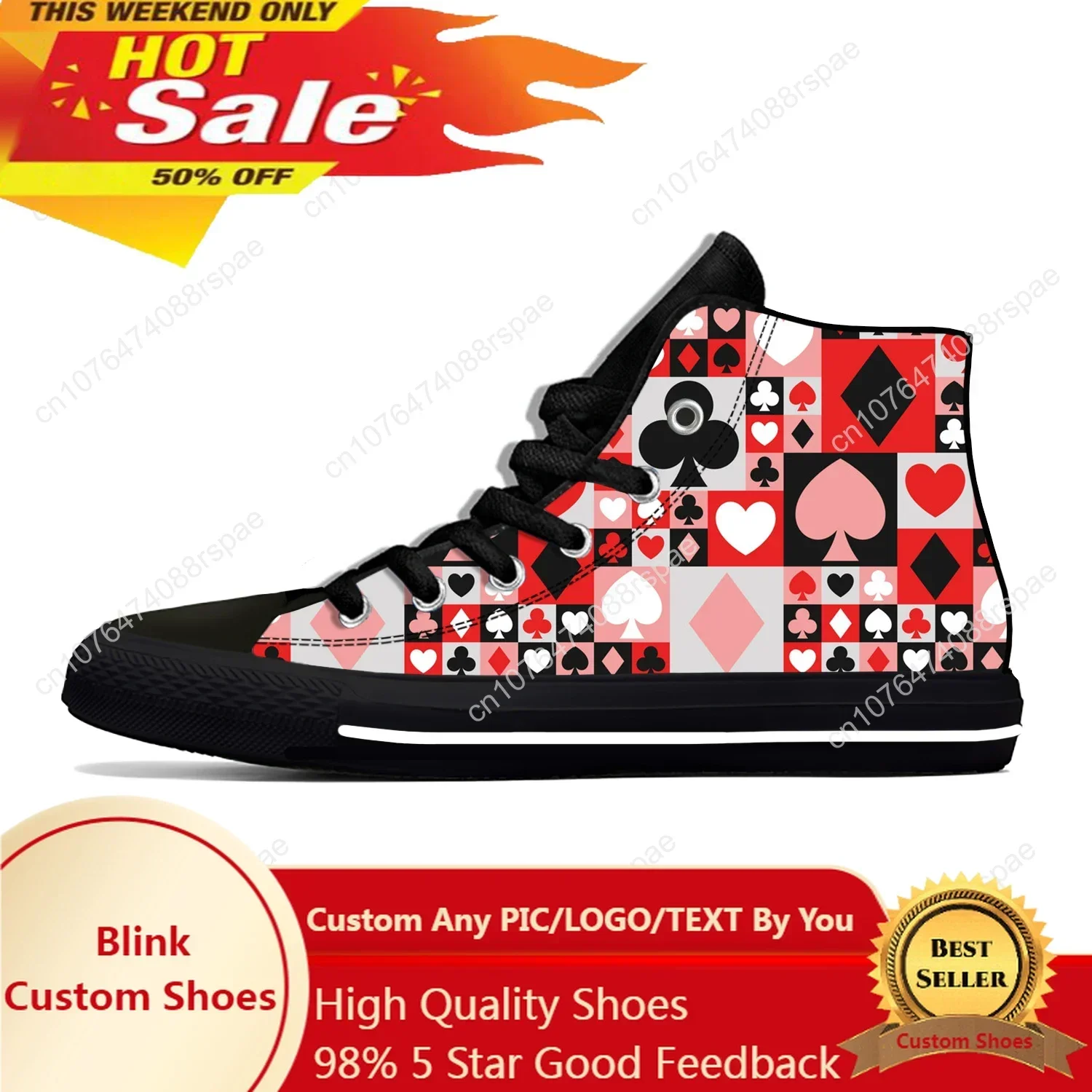 Canvas Sneaker High - Sepatu Papan Lucu Kasino Poker Simbol