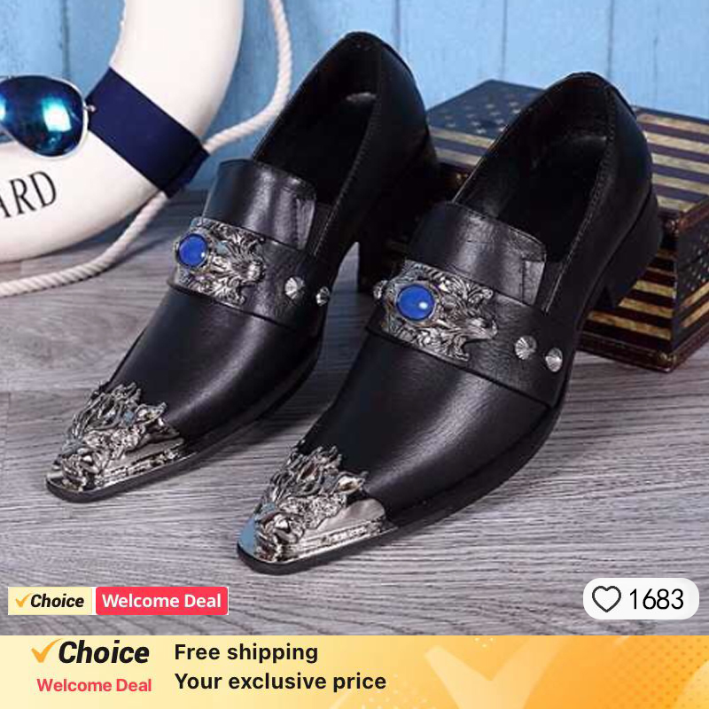 Oxford Brogue Leather - Sepatu pantofel pria, Kasut kulit gaya