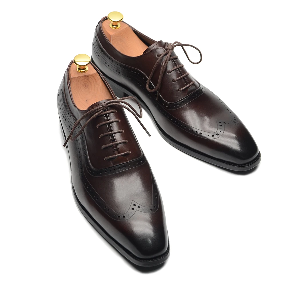 Oxford Brogue Leather - Sepatu Oxford Ujung Sayap Pria Mewah