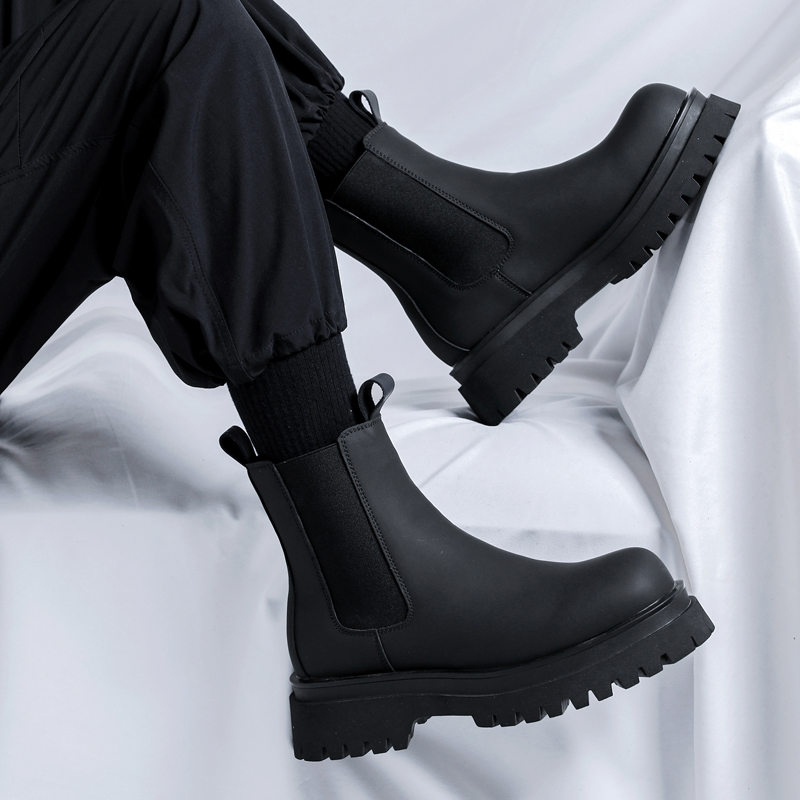 Men Shoes 2026 - Sepatu Boots Hitam Tinggi Model Platform