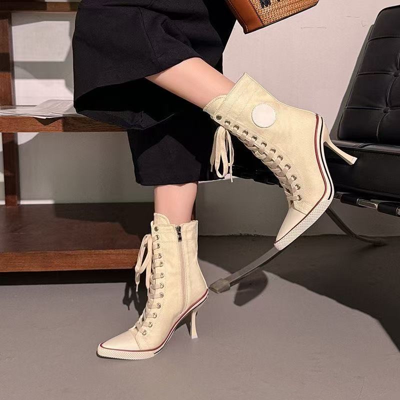 Sepatu Wanita Y2K Desainer Hak - Canvas Sneaker High ulasan dan harga