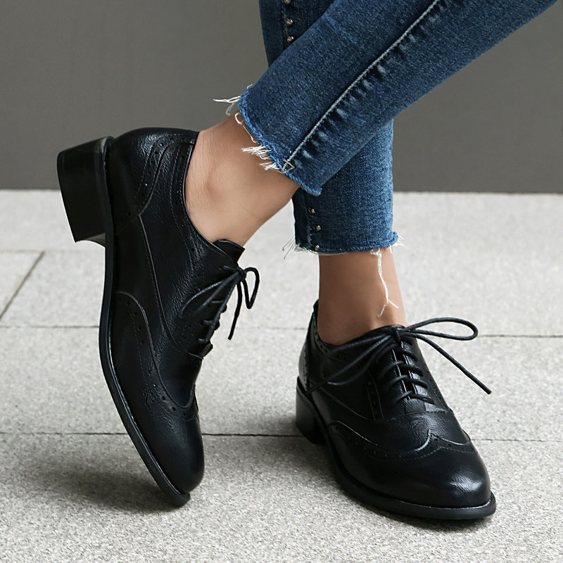 Sepatu Brogue Oxford Wanita Be - Oxford Brogue Leather ulasan dan harga