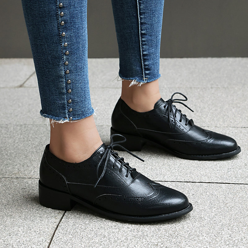 Sepatu Brogue Oxford Wanita Be - Oxford Brogue Leather ulasan dan harga