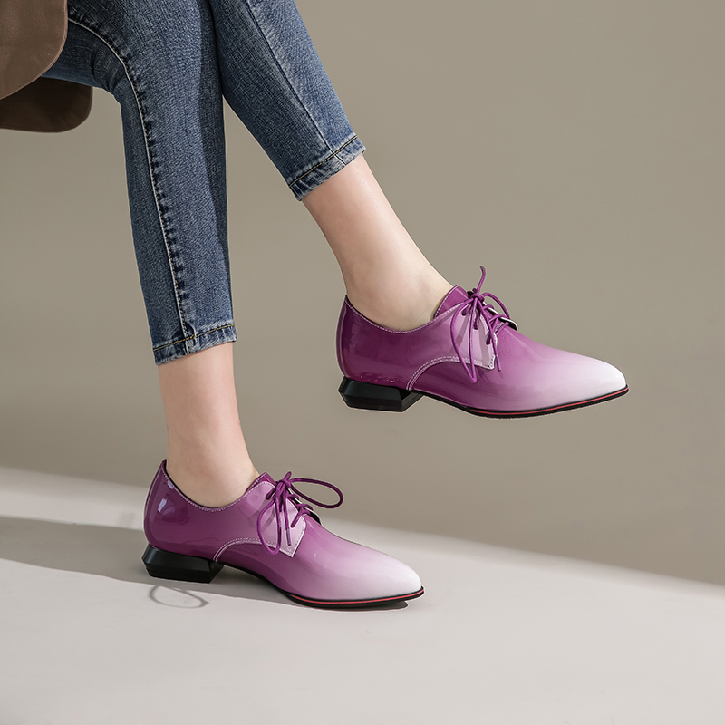 Wanita Inggris Oxford Gradien  - Oxford Brogue Leather ulasan dan harga