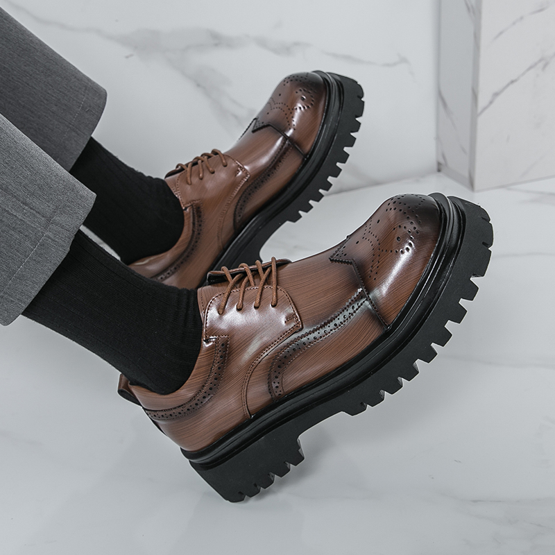 Sepatu Derby Pria Sol Tebal 5C - Oxford Brogue Leather ulasan dan harga