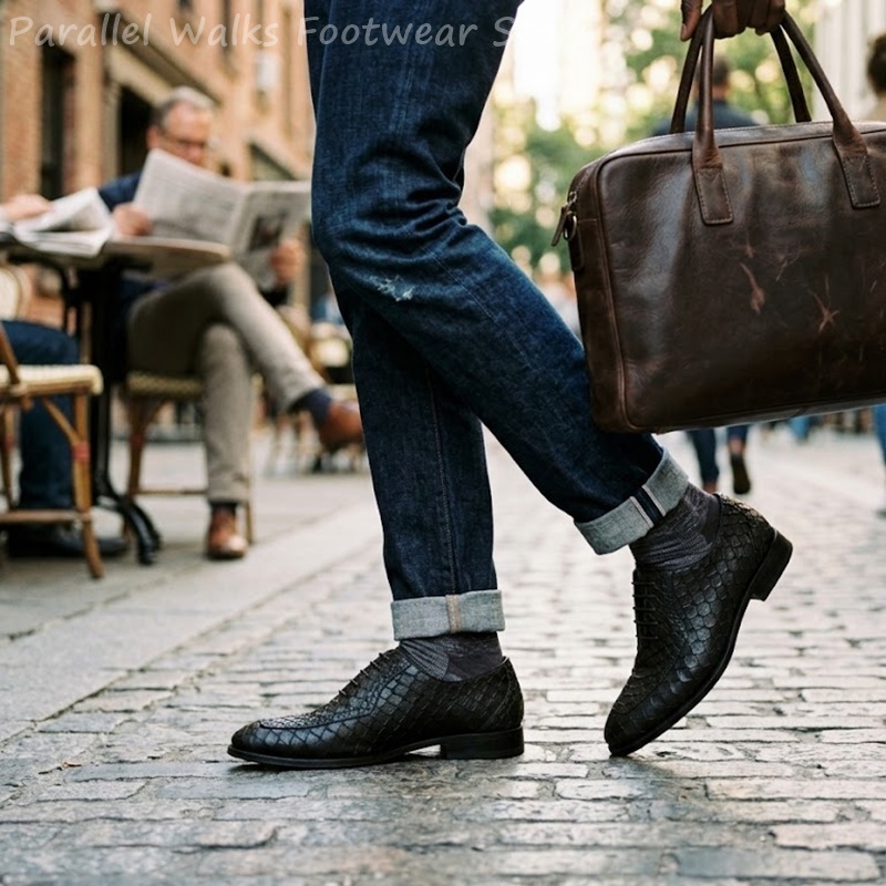Sepatu Oxford Pria Kulit Embos - Oxford Brogue Leather ulasan dan harga