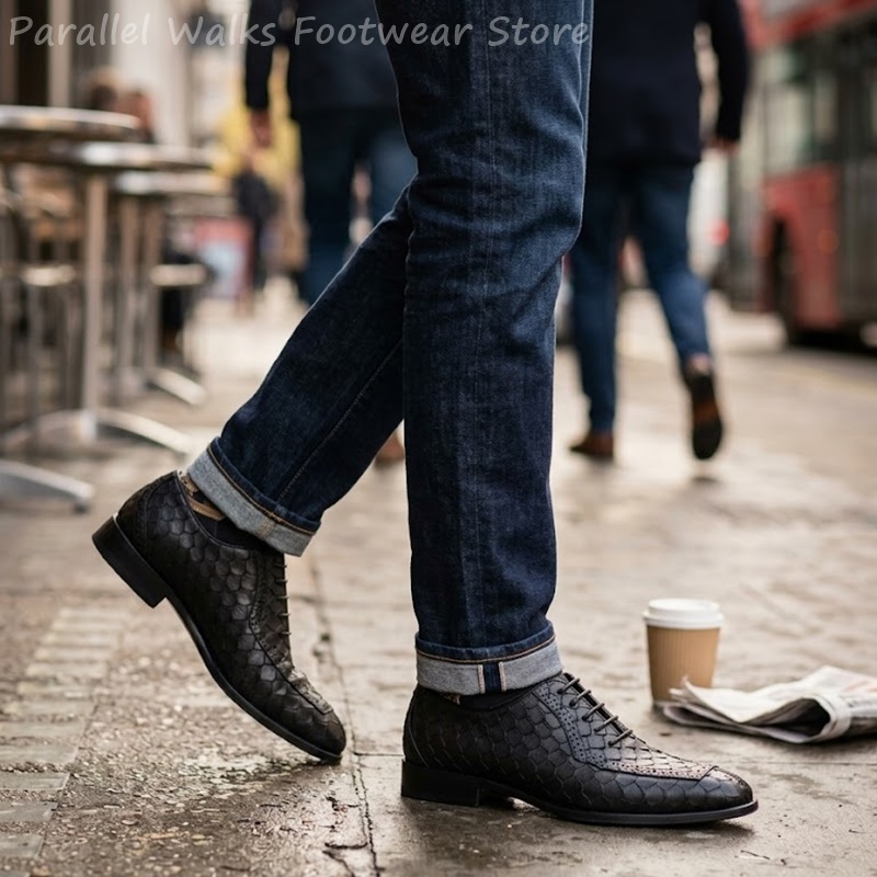 Sepatu Oxford Pria Kulit Embos - Oxford Brogue Leather ulasan dan harga