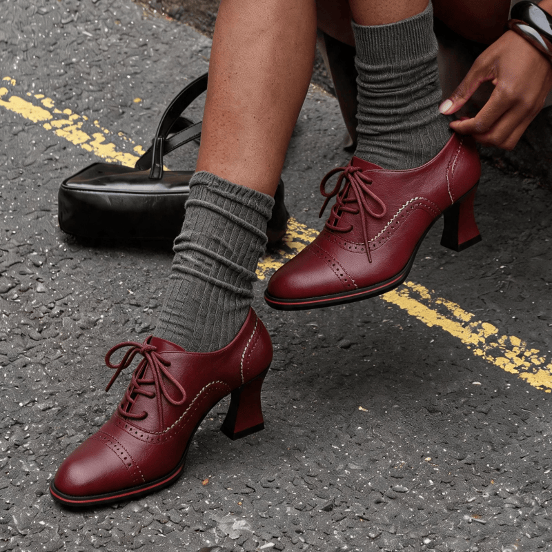 Sepatu Oxford Wanita dengan Ha - Oxford Brogue Leather ulasan dan harga