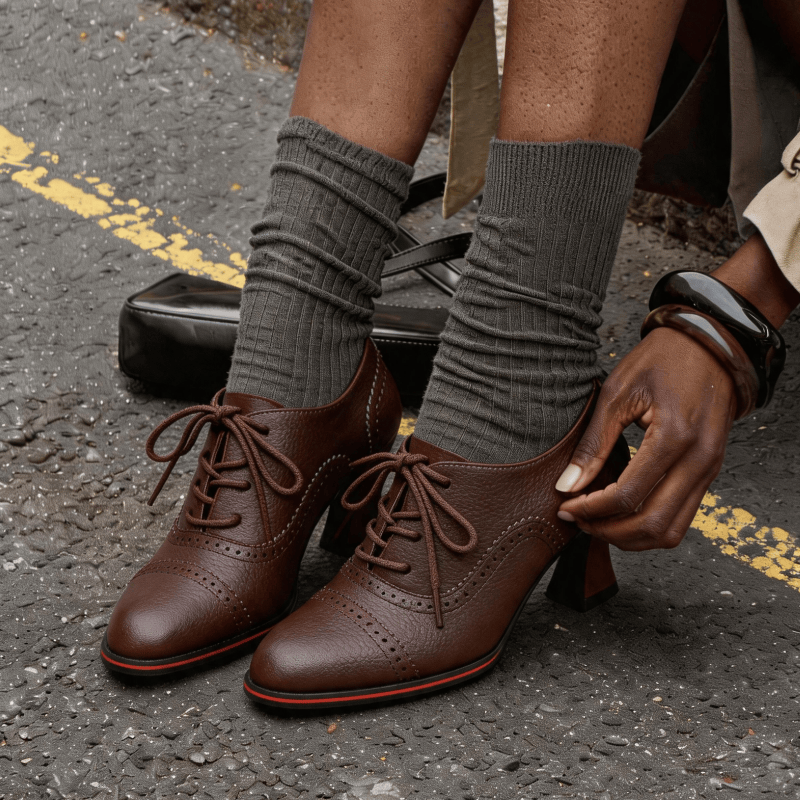 Sepatu Oxford Wanita dengan Ha - Oxford Brogue Leather ulasan dan harga