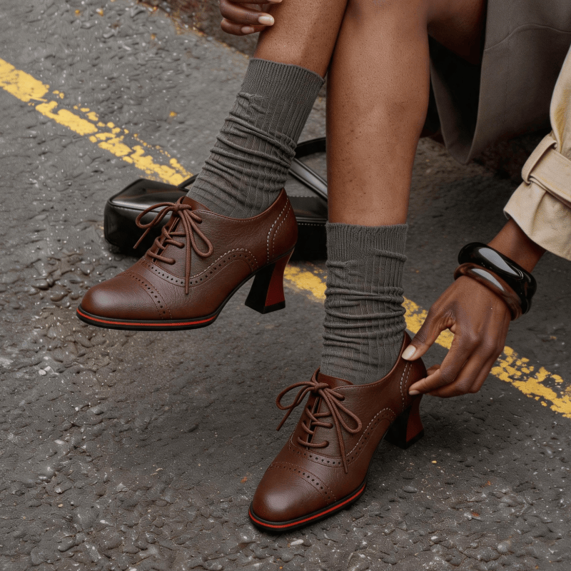 Sepatu Oxford Wanita dengan Ha - Oxford Brogue Leather ulasan dan harga